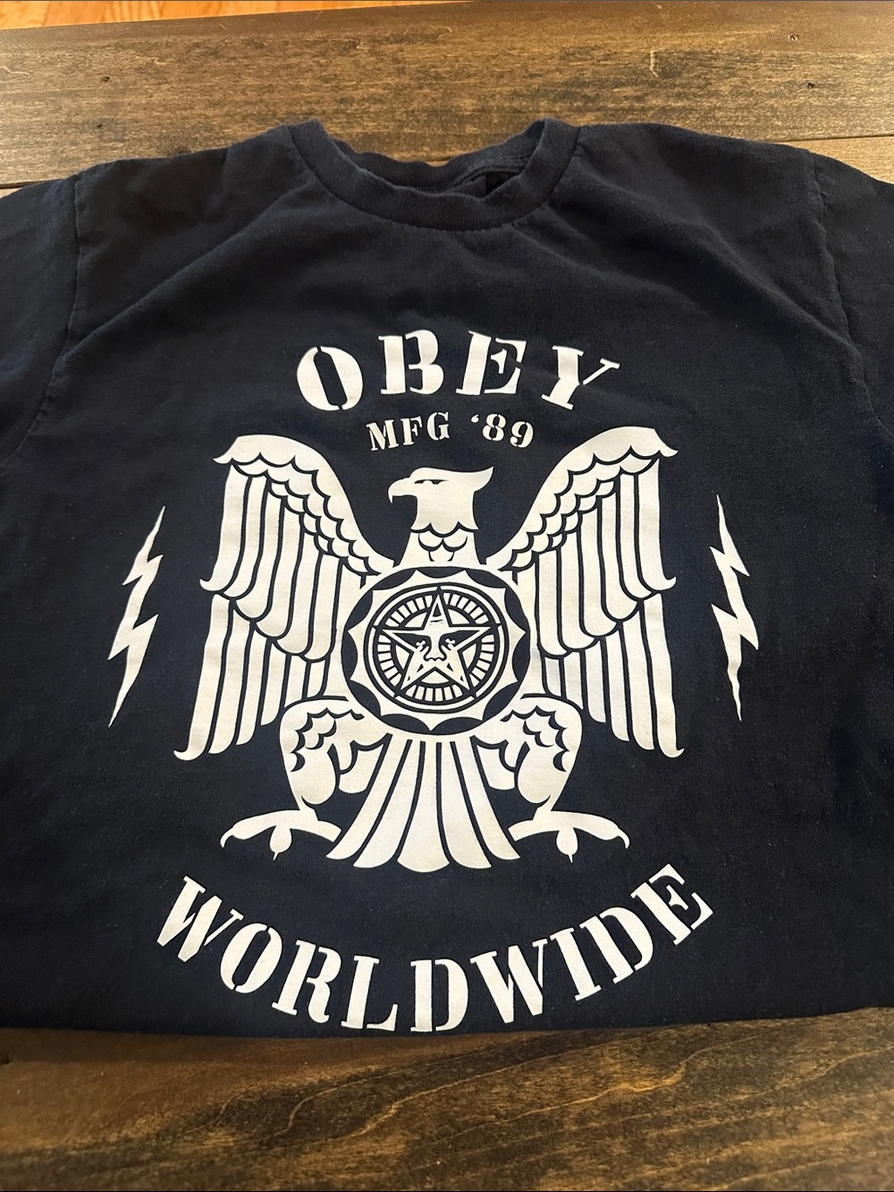 Obey Black Tee with White Eagle Graphic